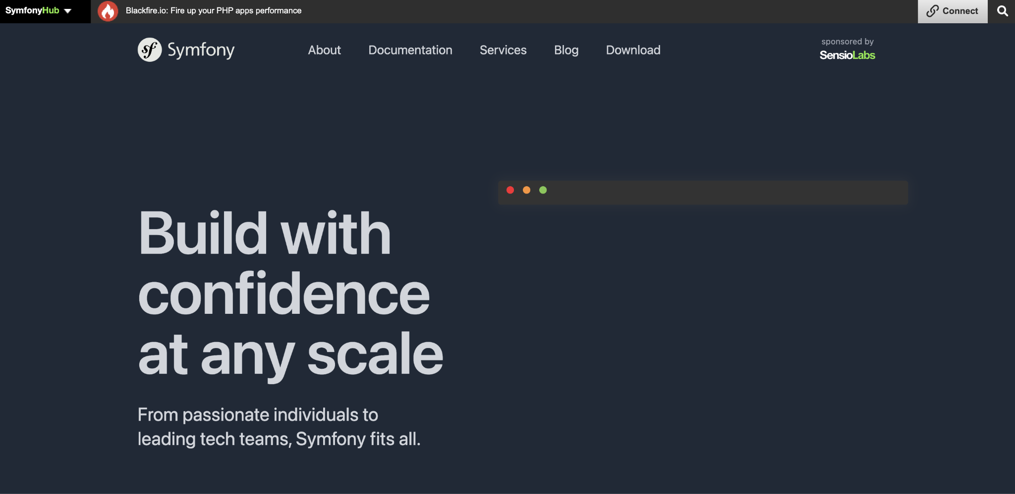 Symfony landing page