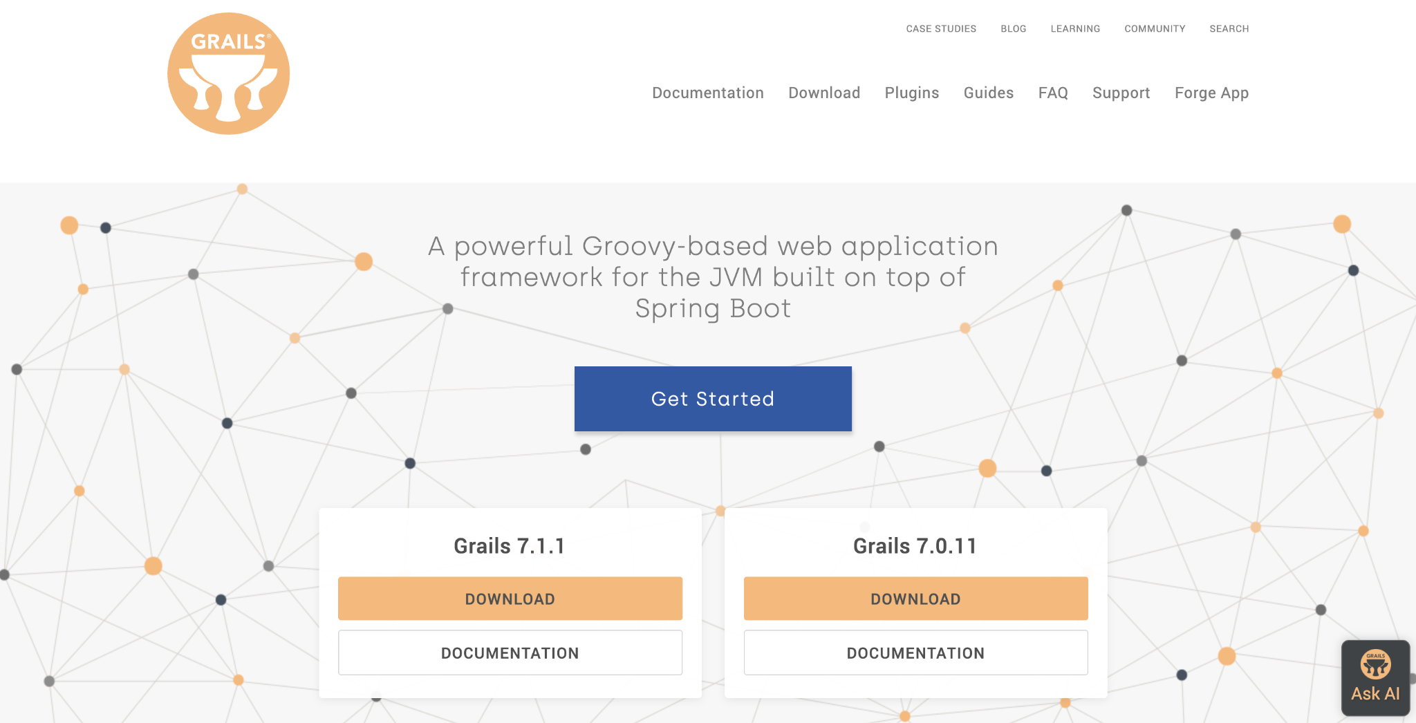 Grails landing page