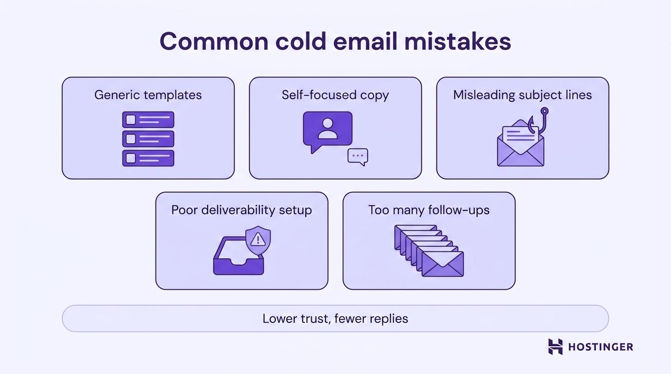 Common cold email mistakes to avoid - illustration