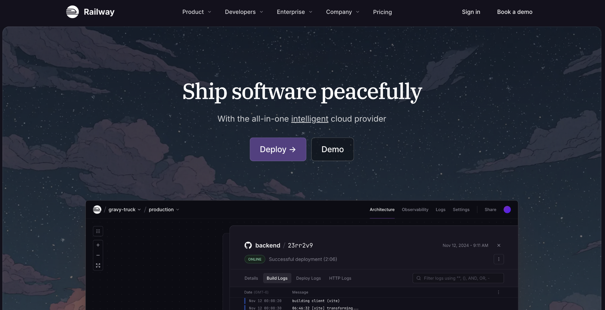 Railway landing page