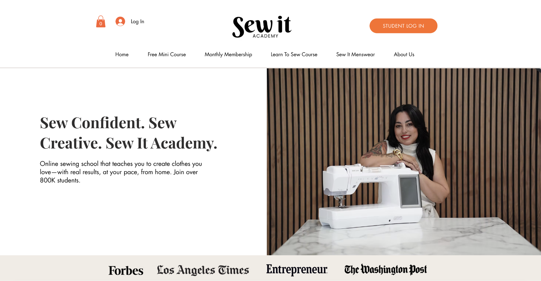 Sew It Academy landing page