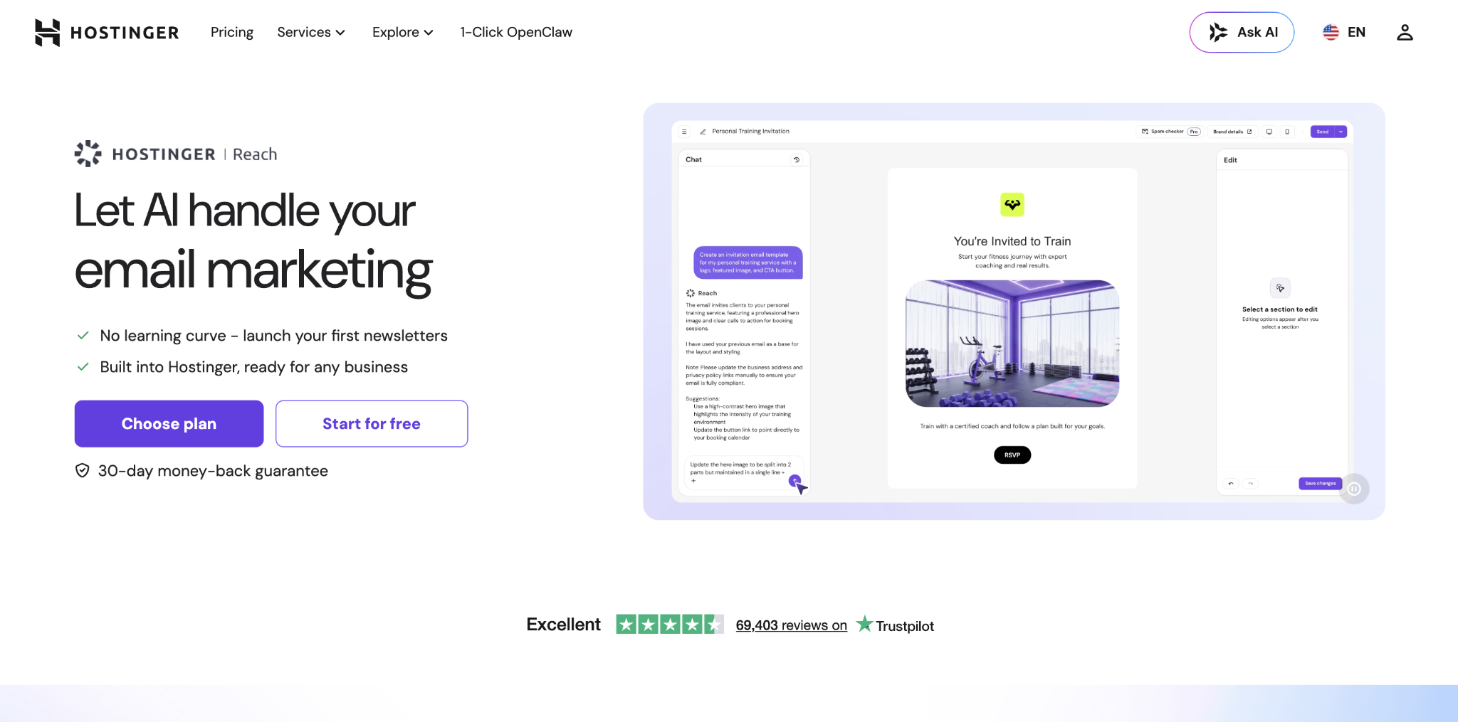Hostinger Reach - AI-powered email marketing platform