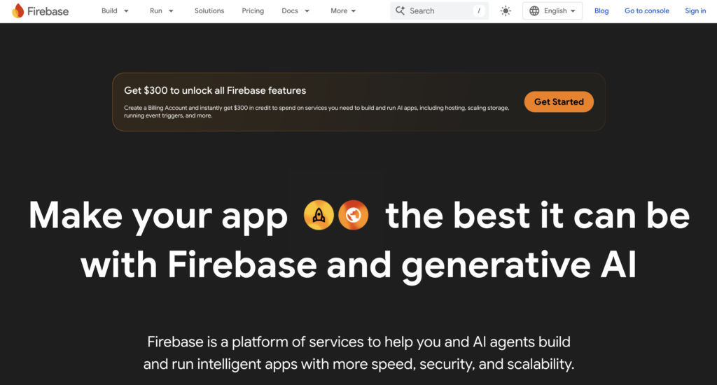 Homepage of Firebase App Hosting, a Google-backed option for Codex-generated frontend projects that need real-time data, authentication, and file storage without a custom backend.