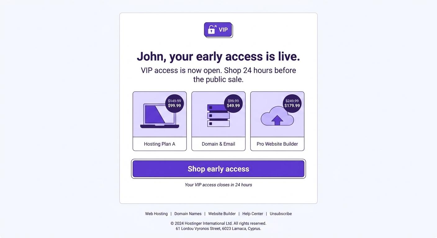 Black Friday VIP early access email