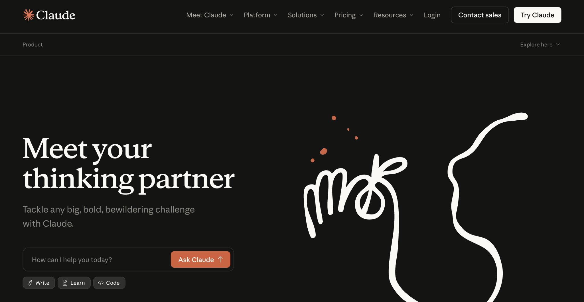 Claude homepage pinch the header