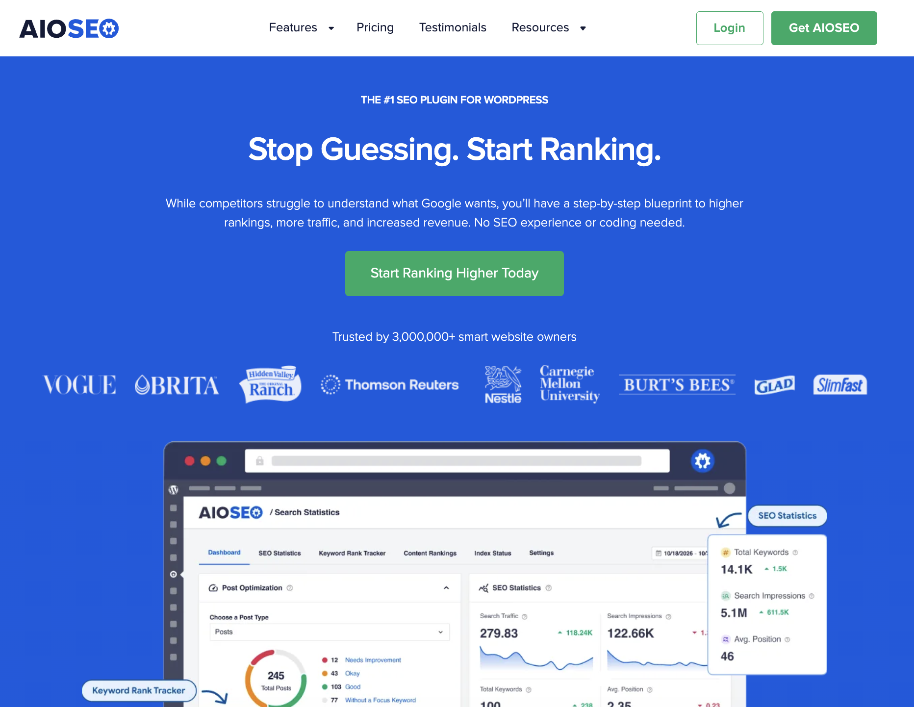 AIOSEO homepage pinch the header