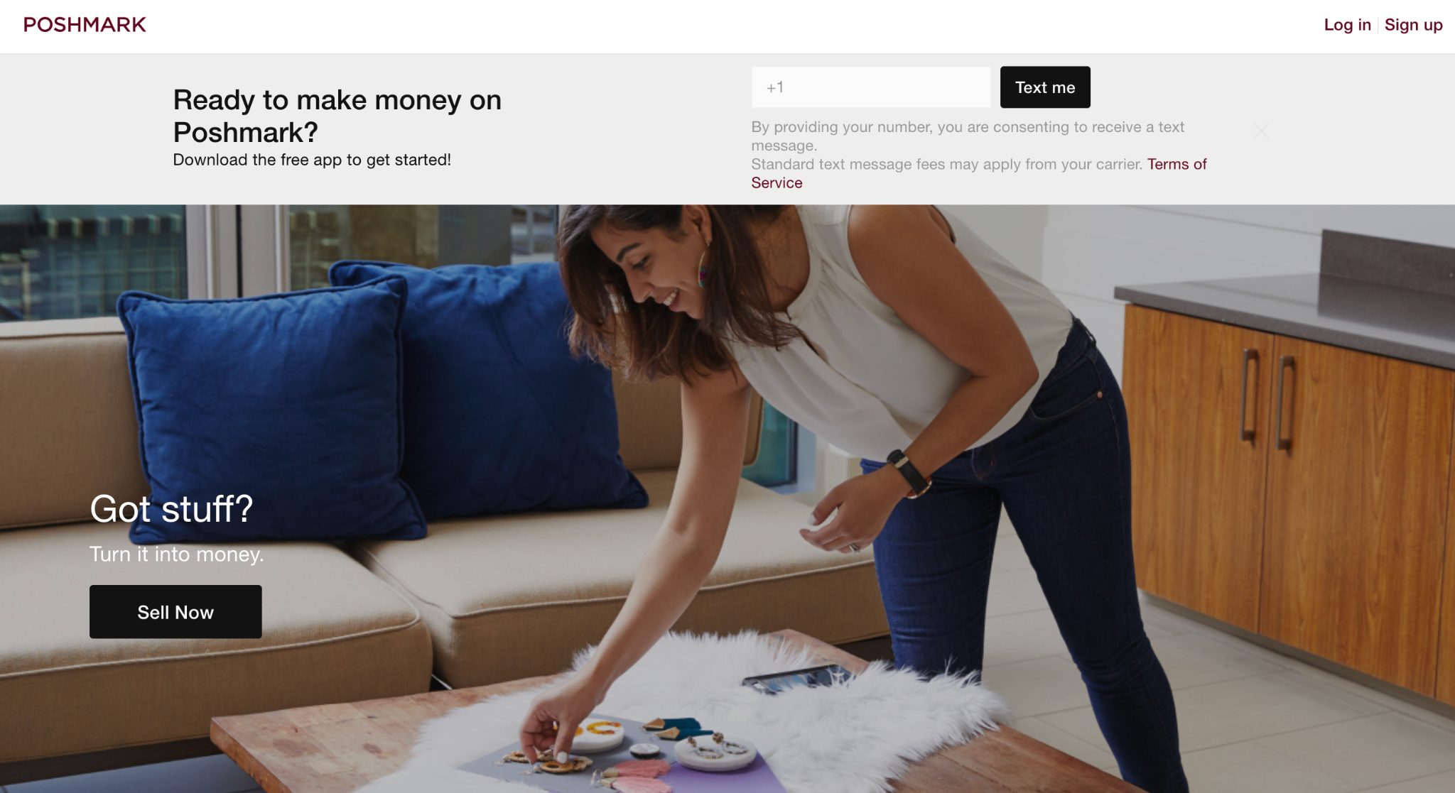 Poshmark's seller page with the tagline