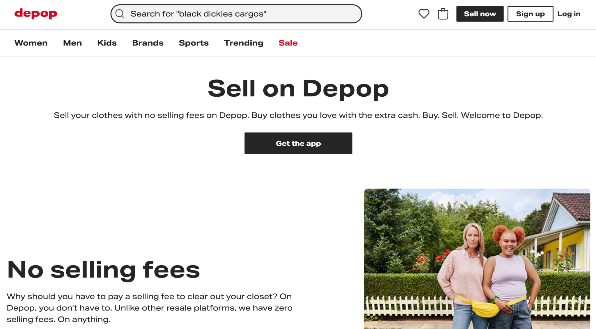 Depop's seller page with the headline