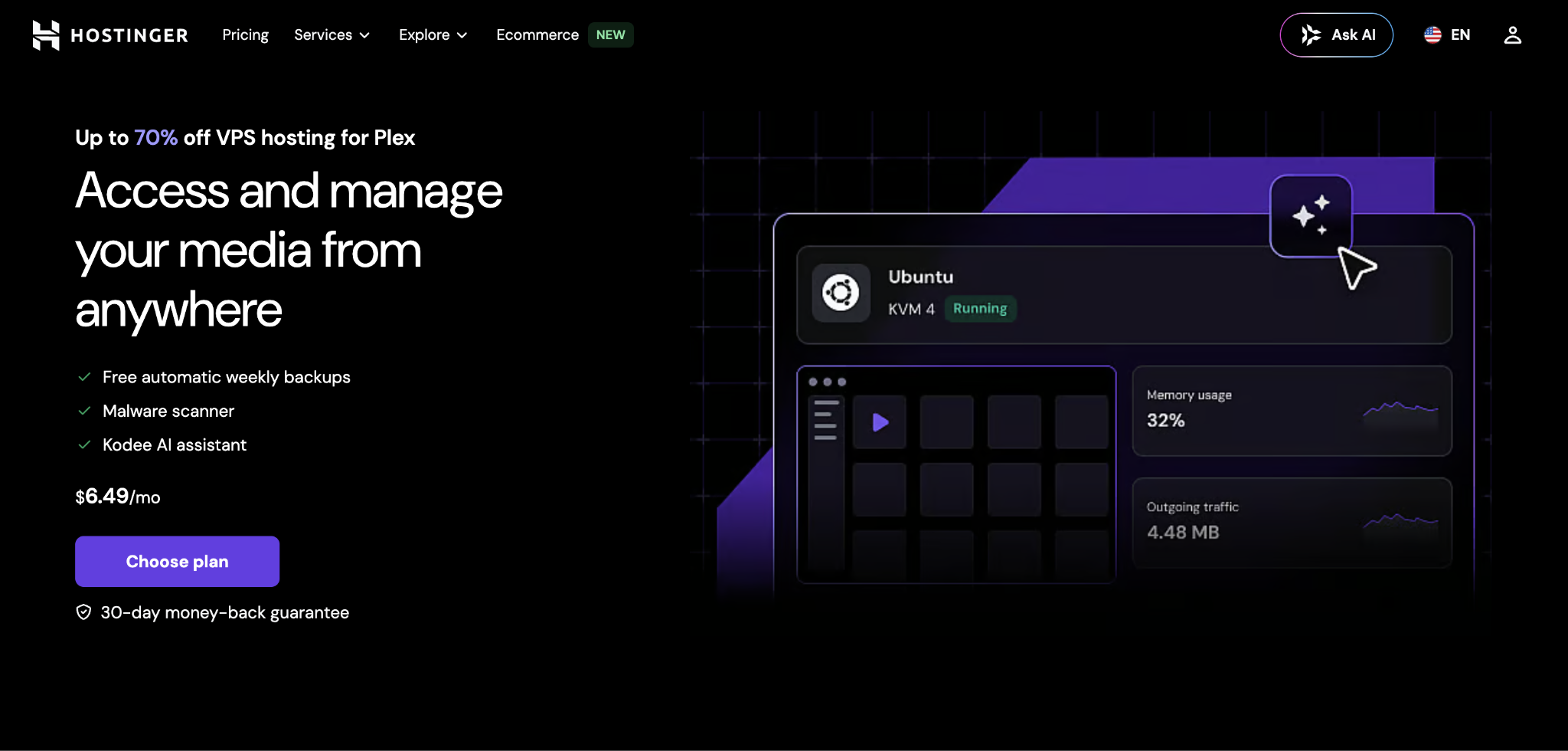 Hostinger VPS hosting landing page
