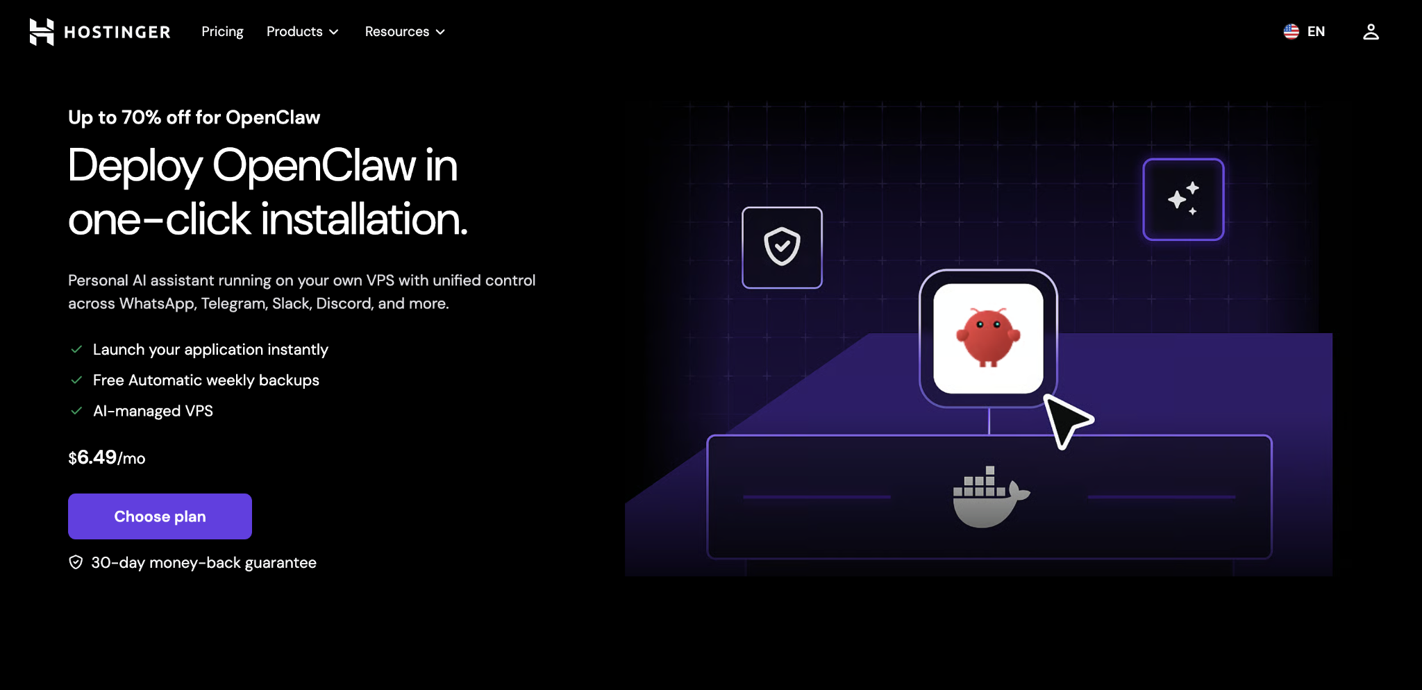 Hostinger OpenClaw VPS landing page