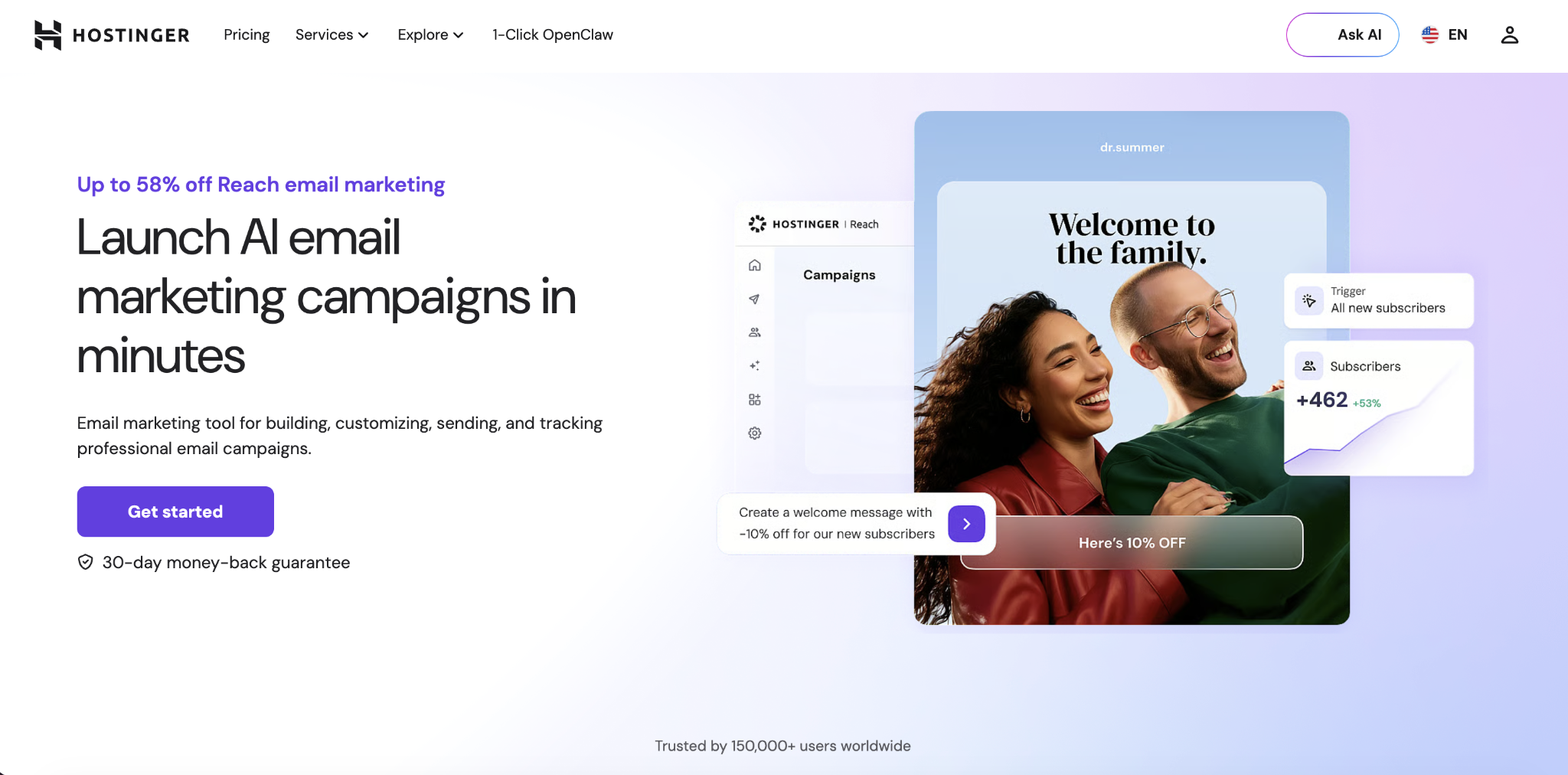 Hostinger Reach landing page