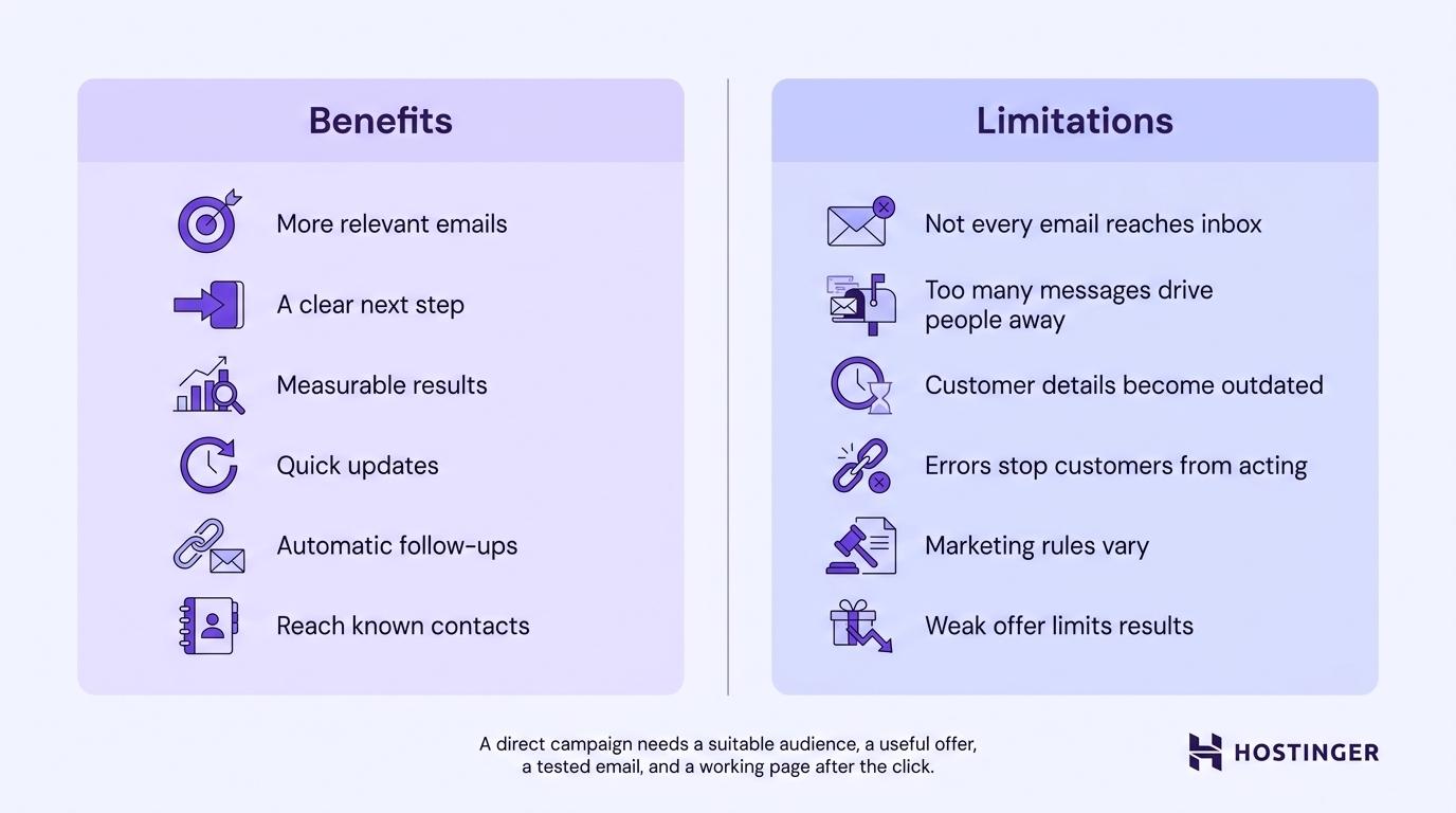 benefits and limitations of direct email marketing