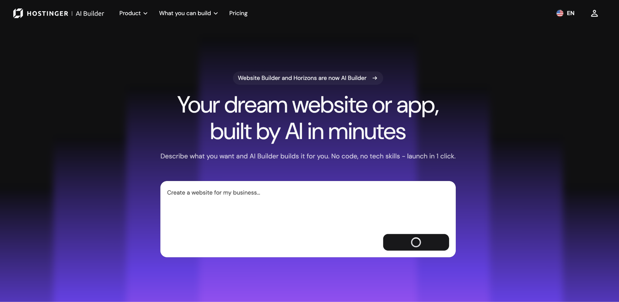 Hostinger AI Builder landing page
