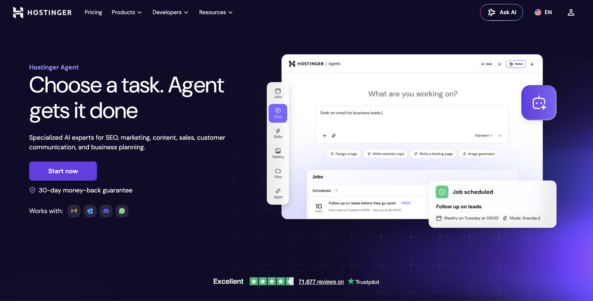 Hostinger Agent landing page