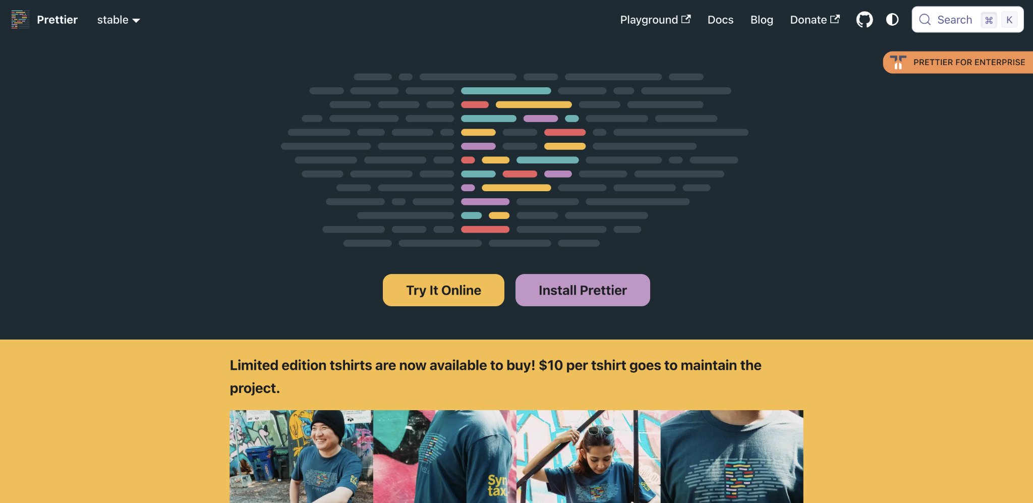 Prettier landing page