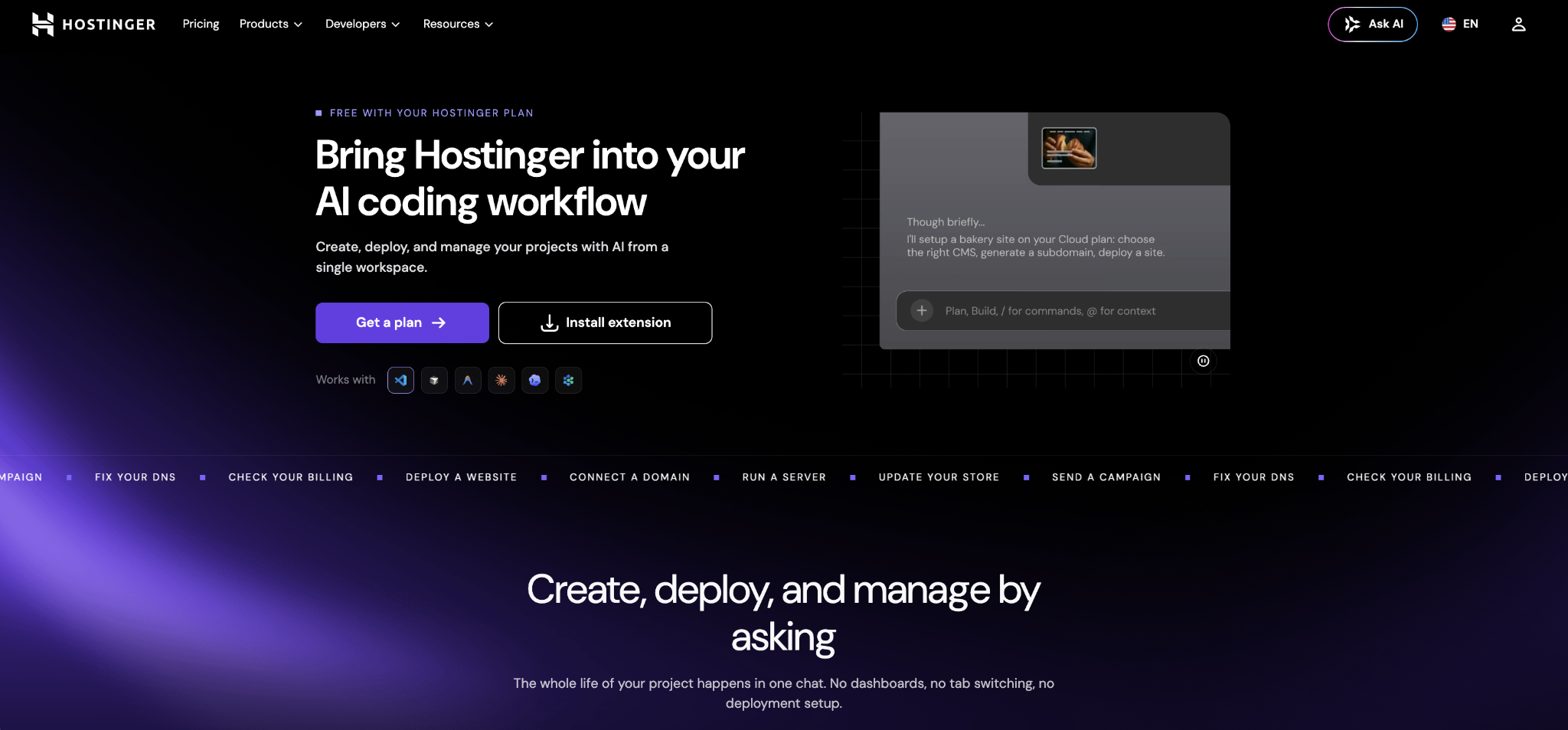Hostinger Connector landing page