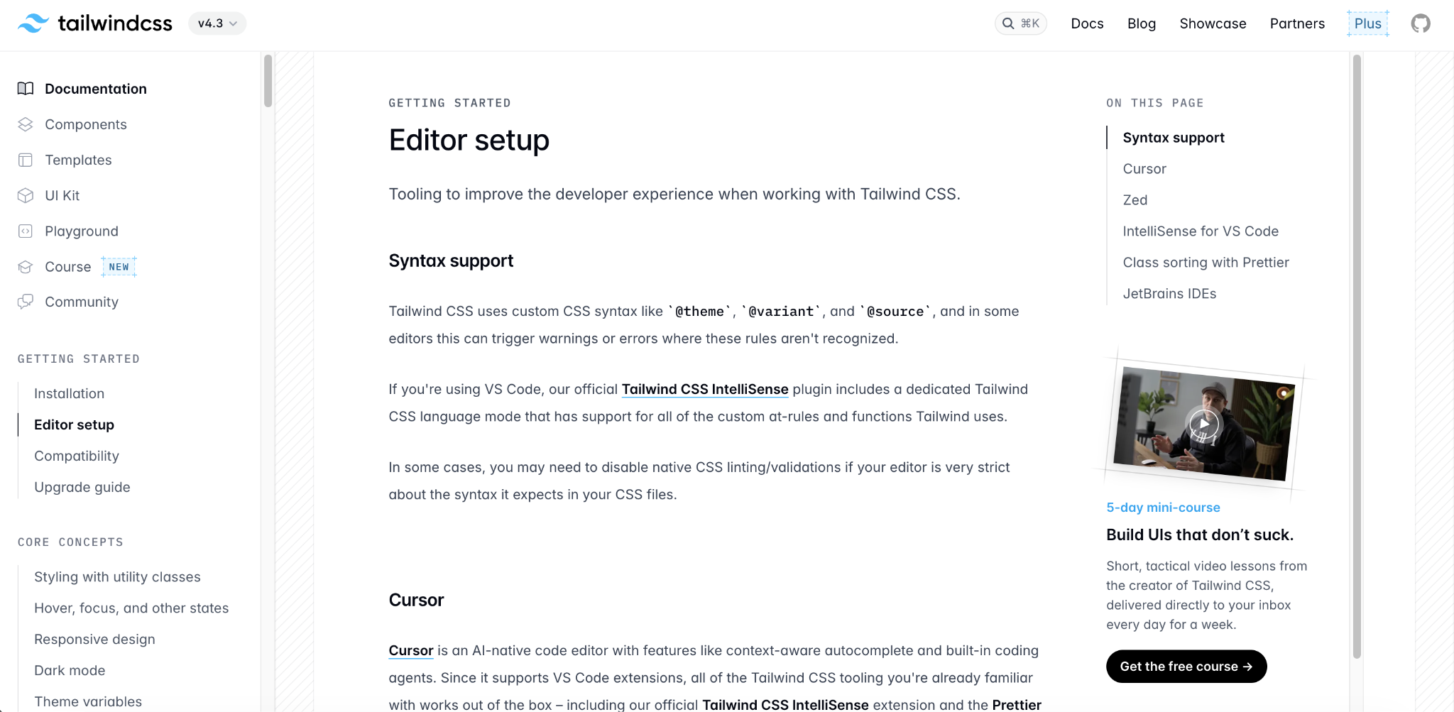 Tailwind CSS IntelliSense landing page