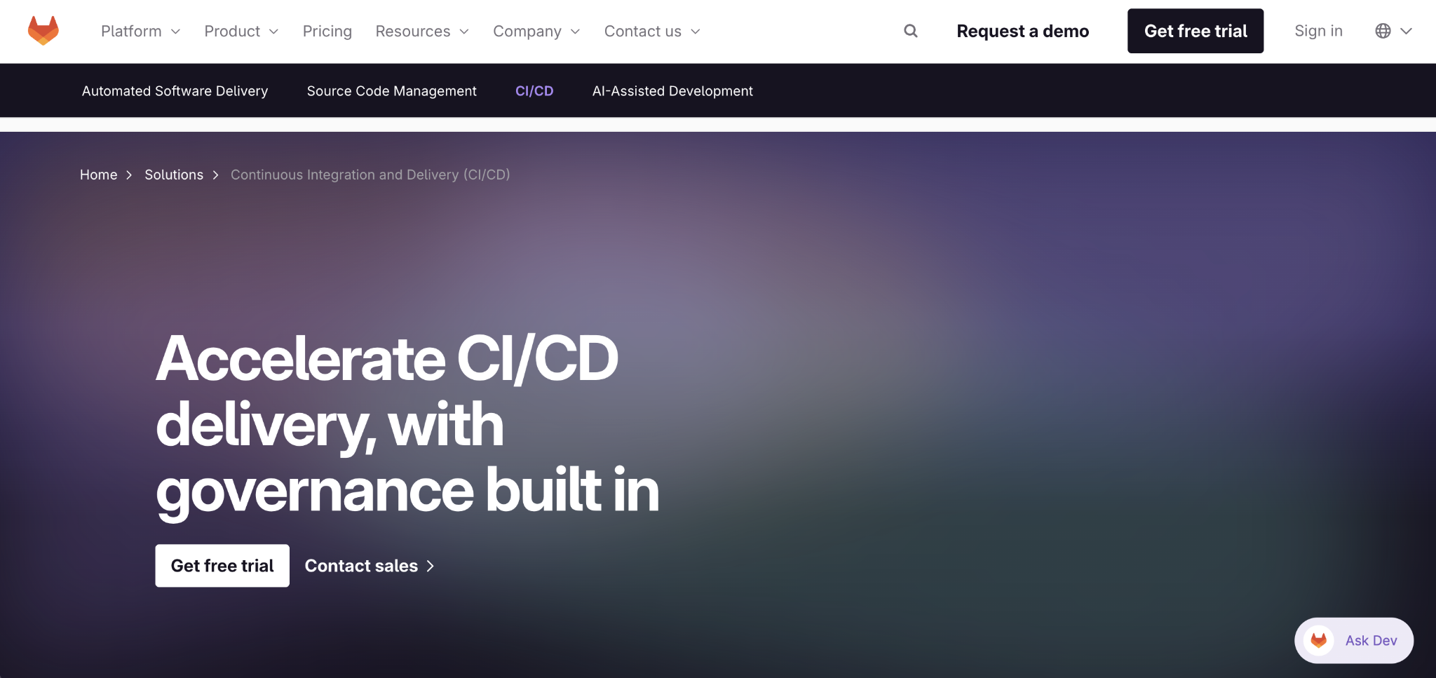GitLab CI/CD landing page
