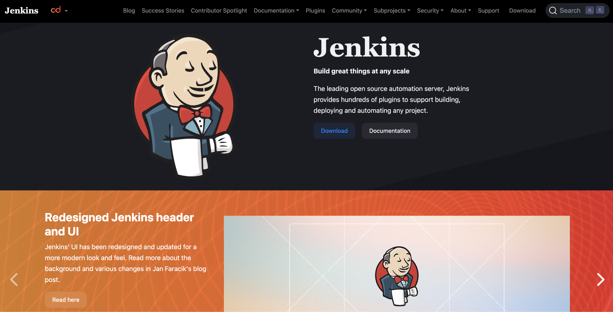 Jenkins landing page