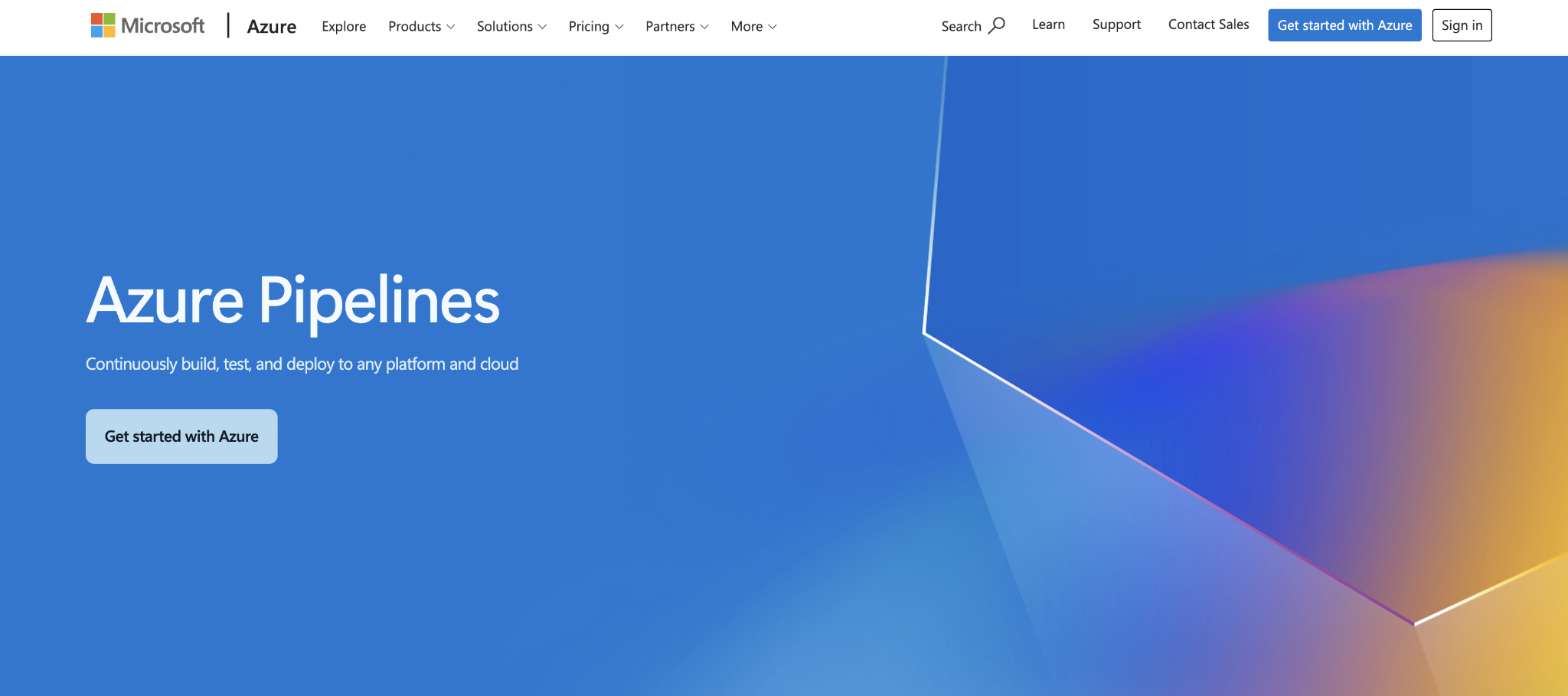 Azure Pipelines landing page