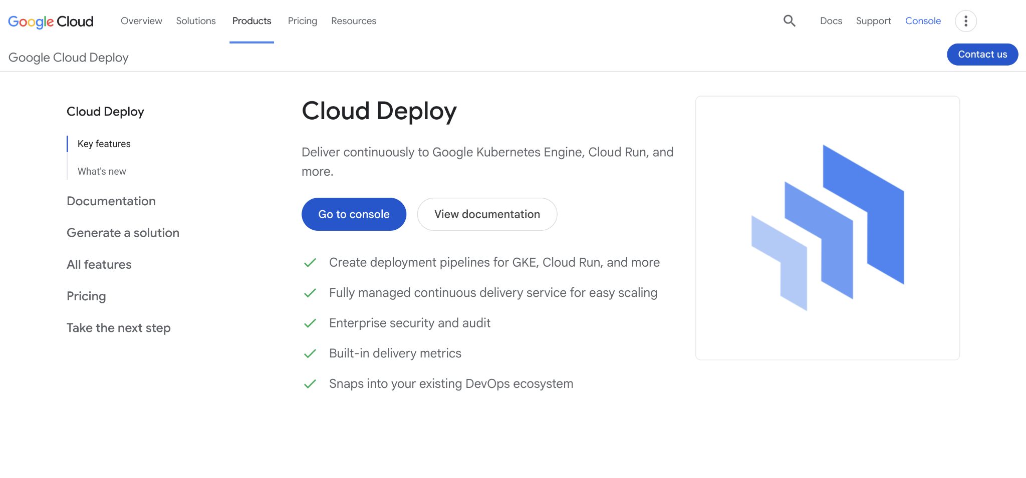 Google Cloud Deploy landing page