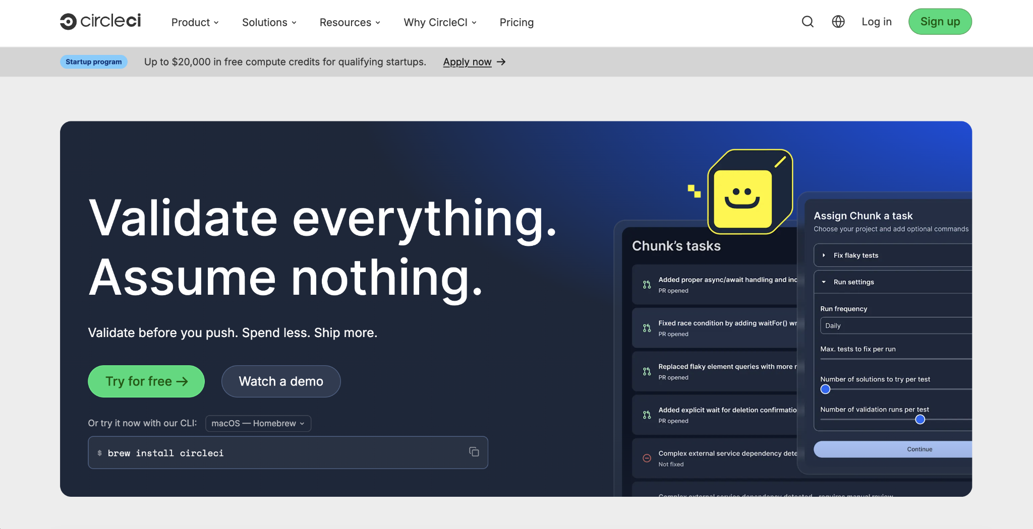 CircleCI home page