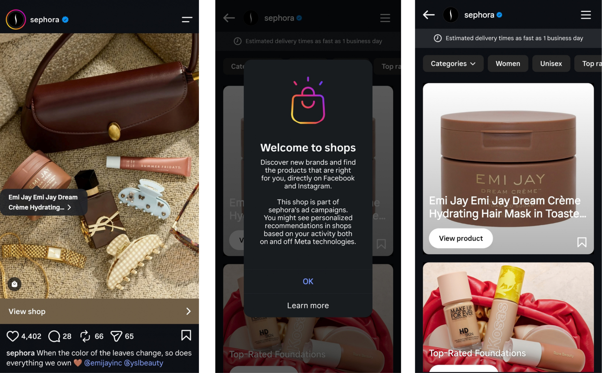 Instagram Shopping - Sephora example