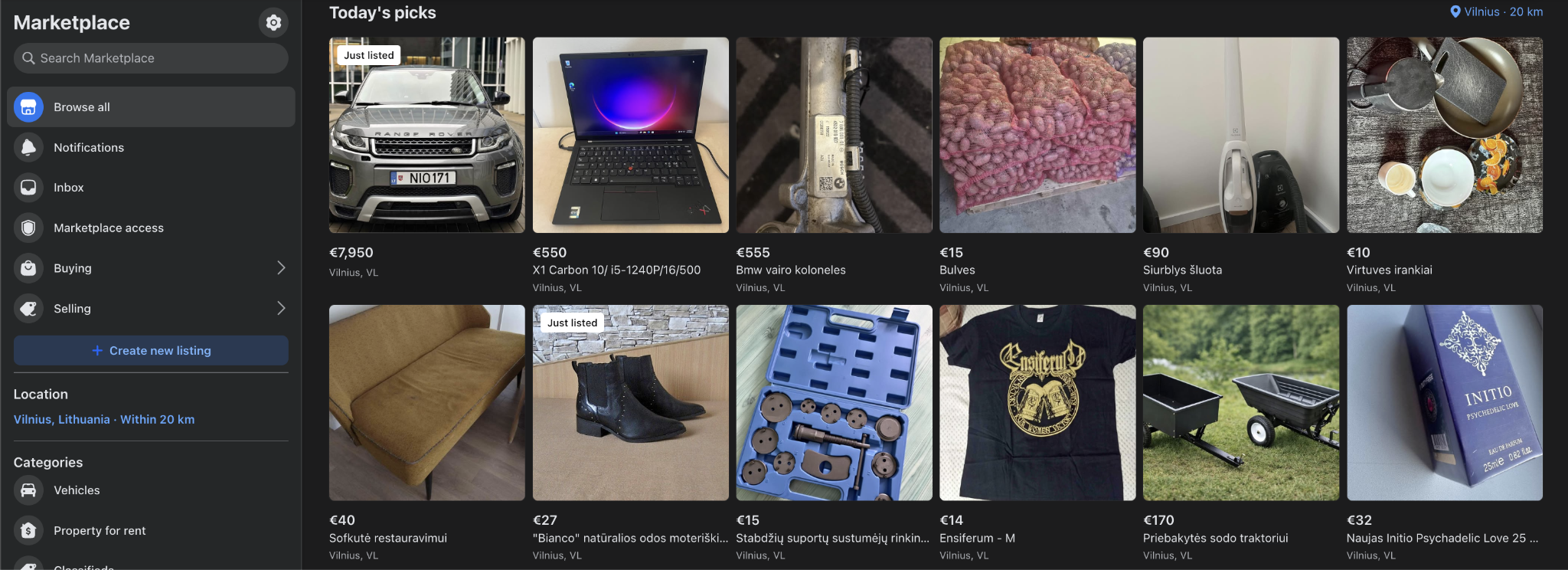 Facebook Marketplace example