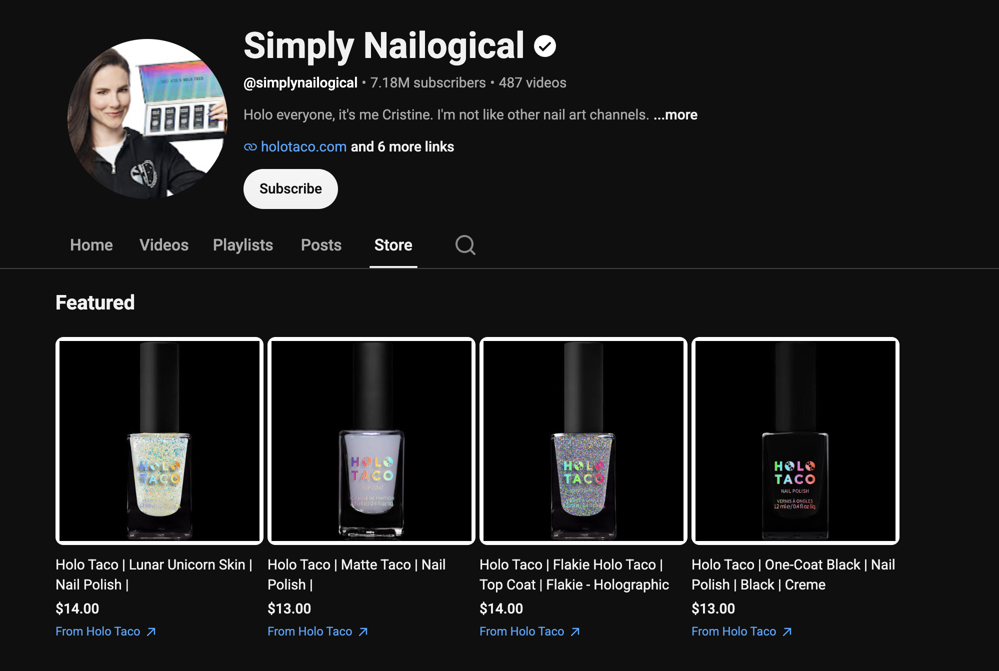 YouTube Shopping - Simply Nailogical example