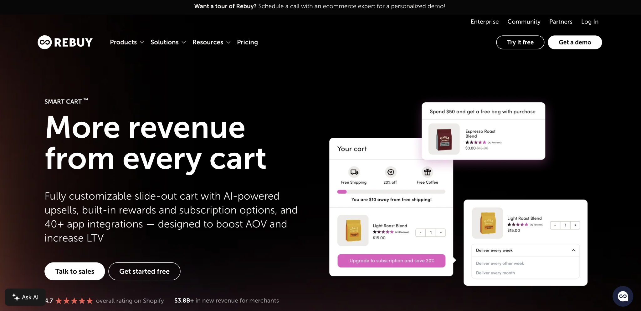 Rebuy landing page