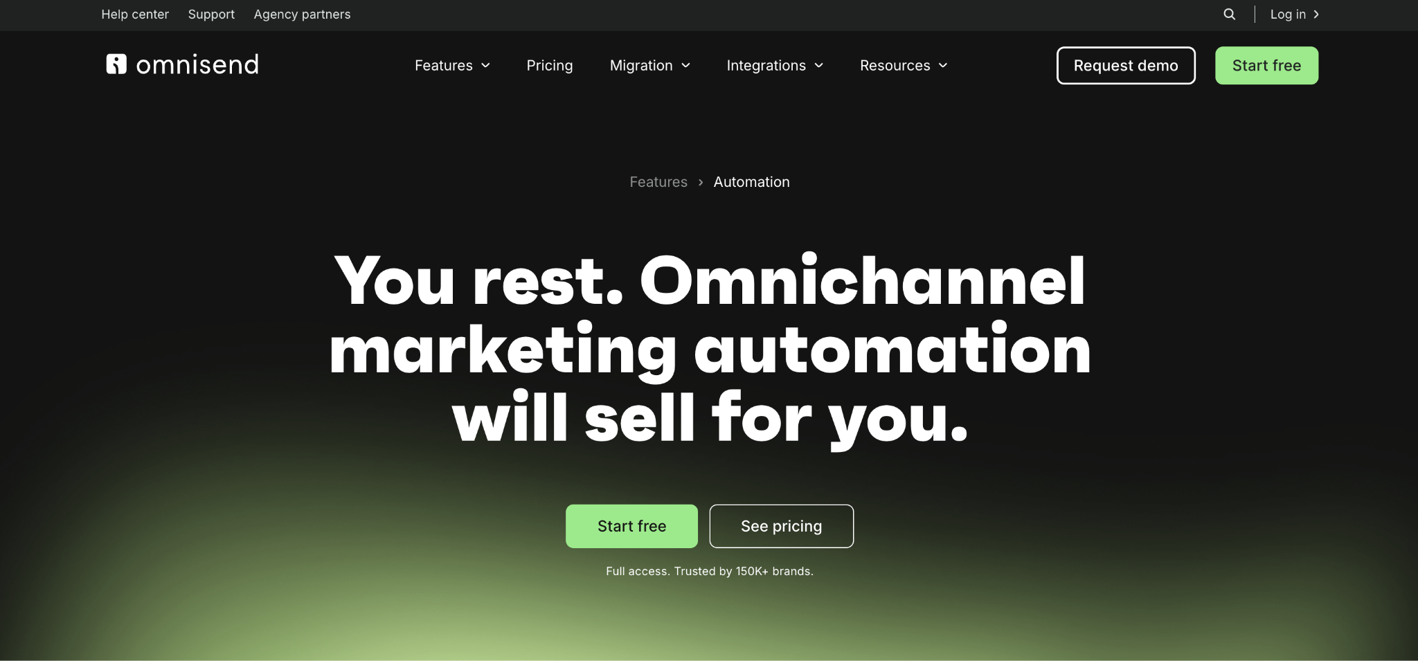 Omnisend landing page