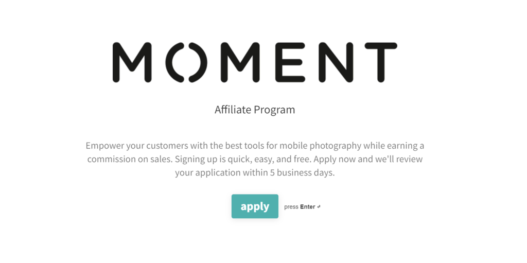 Moment Affiliate-Programm Landing-Page