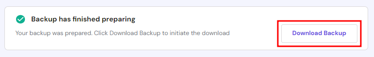 The Download Backup button