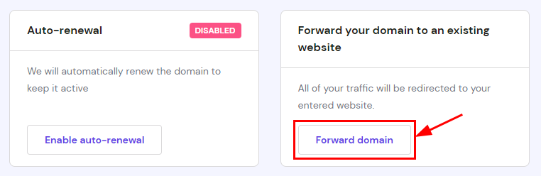 Forward a domain from Hostinger hPanel