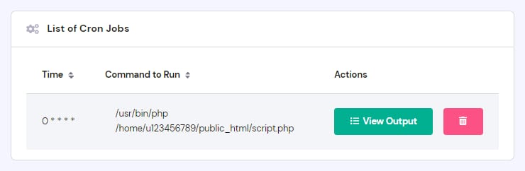 The List of Cron Jobs and their options