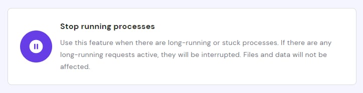 The stop running processes option on hPanel