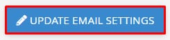 The Update Email Settings button on cPanel