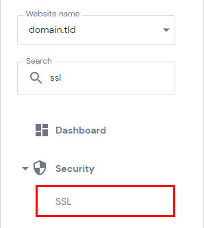 The SSL menu option
