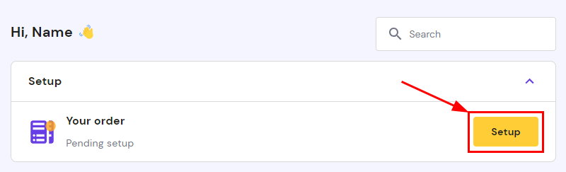 The Hostinger Members Area home showing how to start hosting order setup