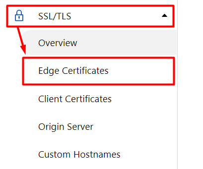 The Edge Certificates option in Cloudflare