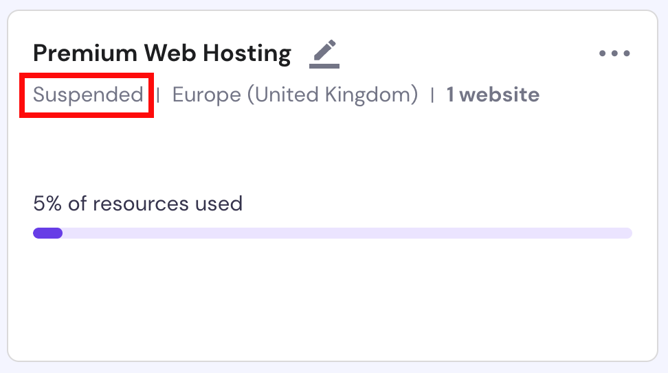 An example of a suspended hosting plan