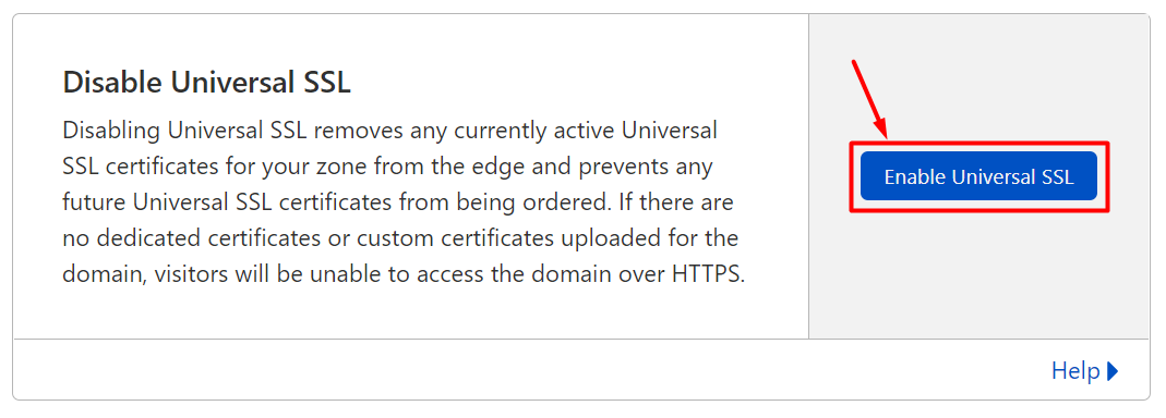 The Enable Universal SSL button