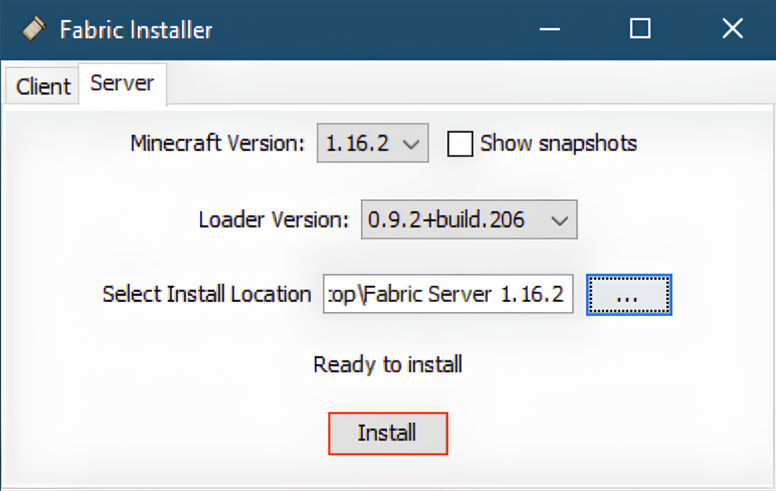 How to install the Fabric mod loader on a Minecraft server