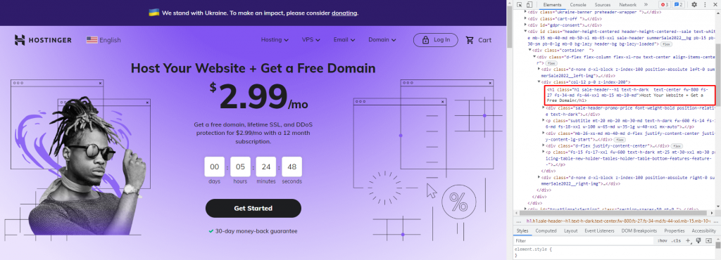 The editor box on the Chrome's Inspect Element.